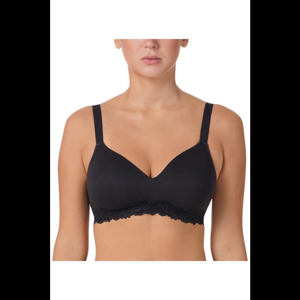 Comfort Code Women's Lined Lace Trim Wireless Bra Black -